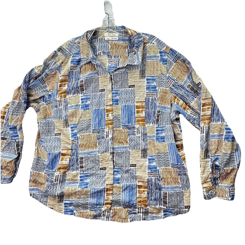 Seasalt Larissa Shirt US 18 Coastal Nautical Organic Cotton Roll Tab Sleeve